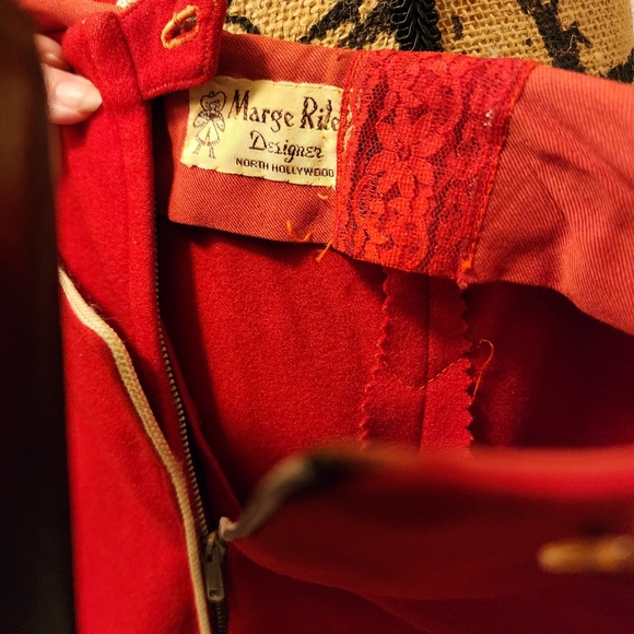 1940's Marge Riley Designer Hollywood Wool & Leather Western skirt Gaucho - Picture 8 of 12